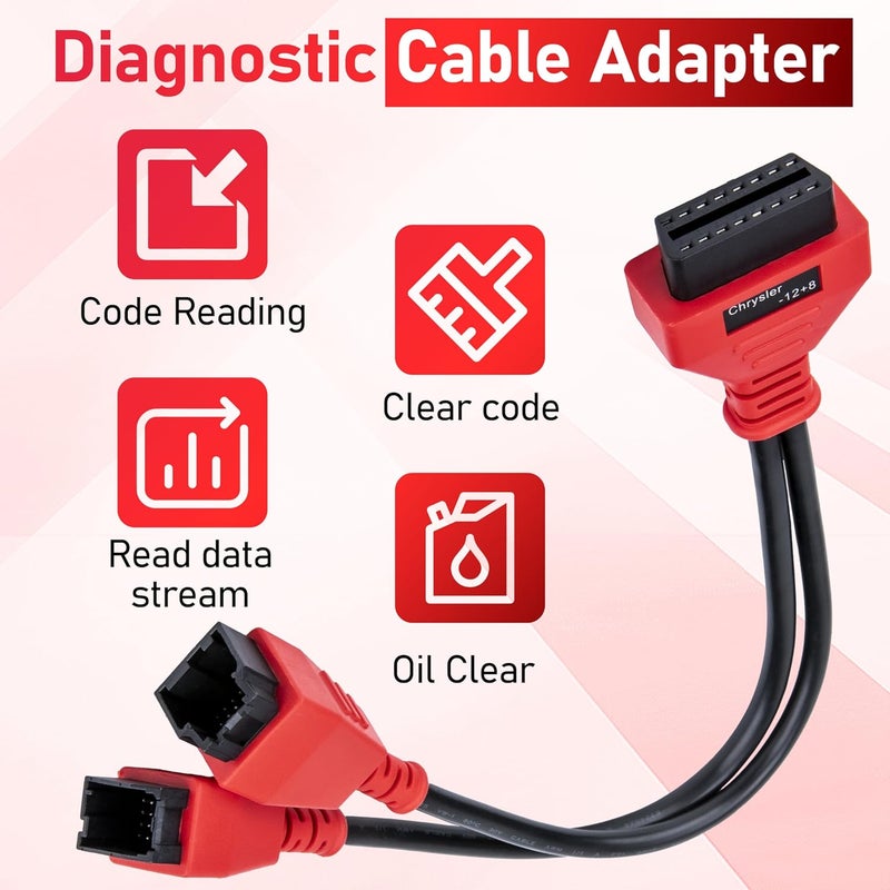 ecocstm 12+8 Pin Connector to OBD2 Adapter, Secutiry Gateway Bypass Cable, 12+8 Cable for Chrysler SGW Equipped FCA Vehicles for Diagnostic, Fit for Scanners MK808 MK808S MX808 MS906 Pro MS908S - Image 4